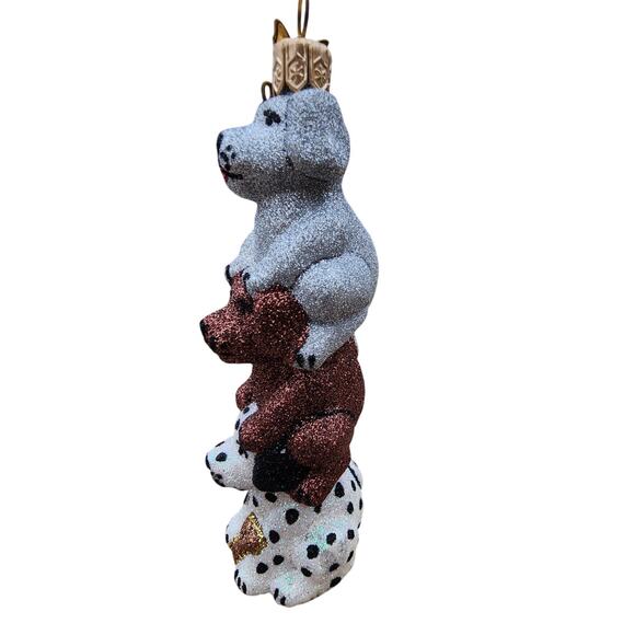 Neiman Marcus 2010 RARE Triple Puppy Dog Christmas Ornament - Picture 1 of 9